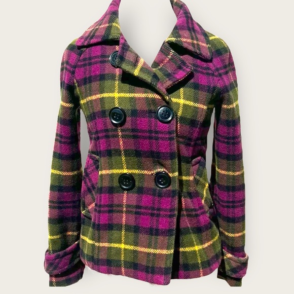 Aeropostale Plaid Pea Coat NWOT - Picture 11 of 11
